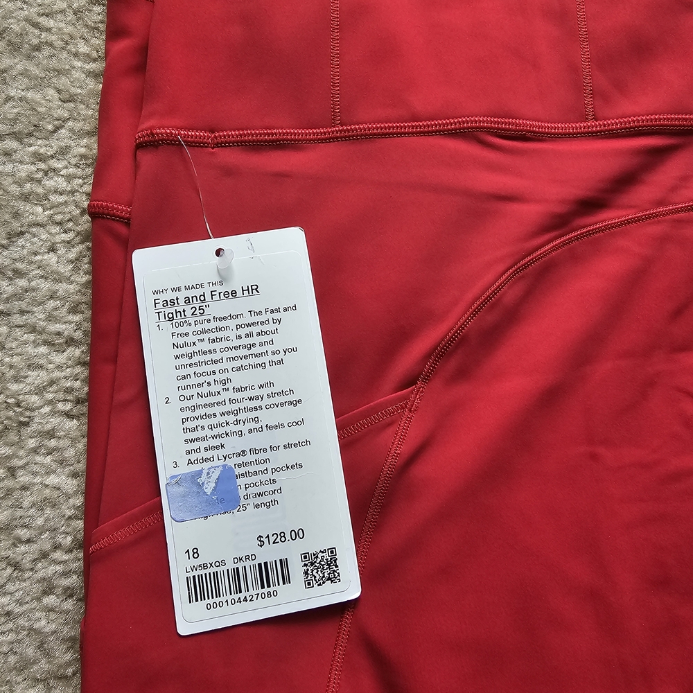 lululemon athletica Red Fast and Free HR Tight 25"